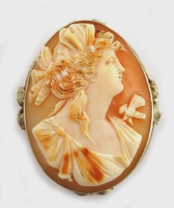 Antique Victorian Cameo Brooch Butterfly Winged Woman Psyche Goddess