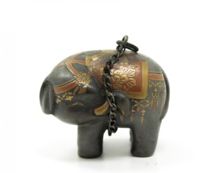 Antique Japanese Gilded Lacquer Elephant Netsuke